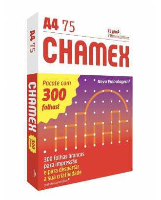 PAPEL SULFITE A4 75G CHAMEX - PACOTE C/ 300 FOLHAS